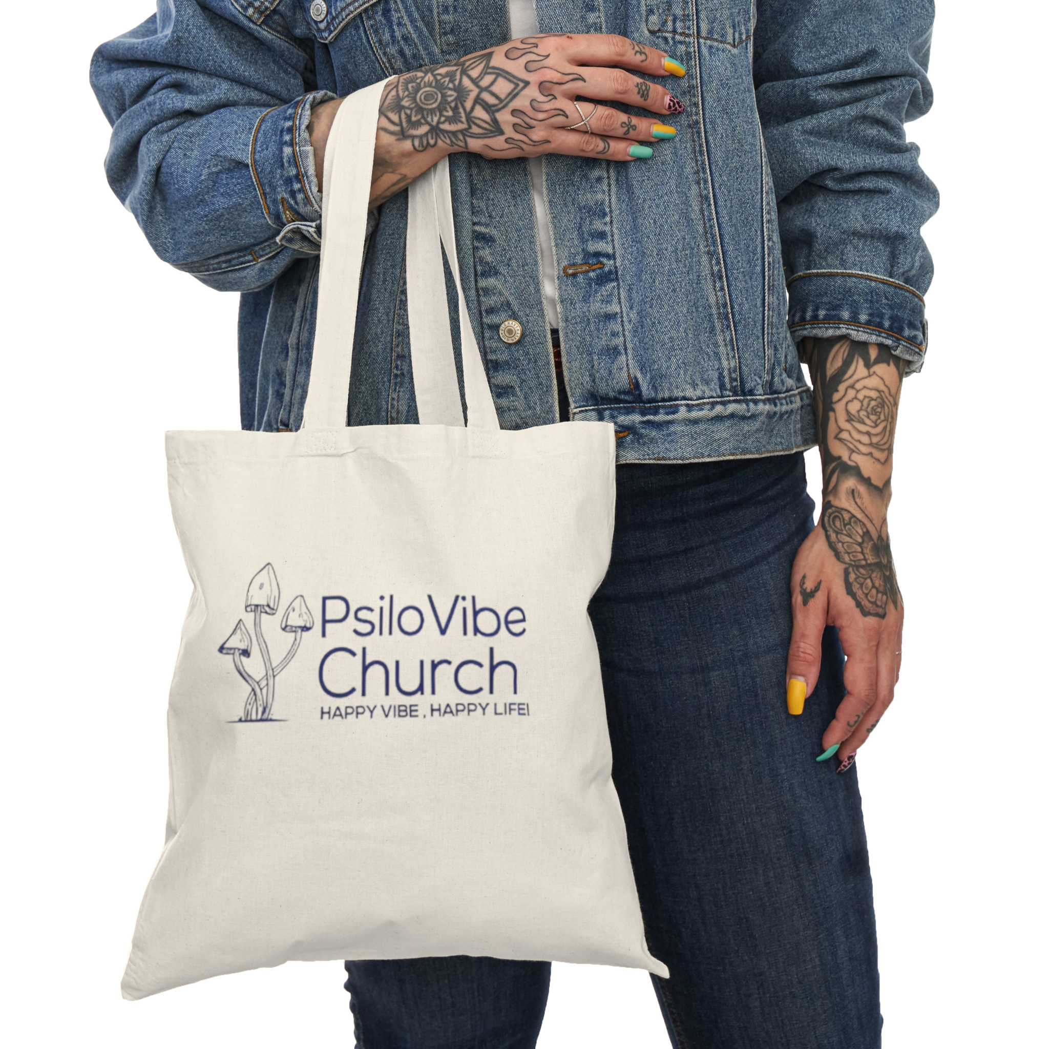 PsiloVibe Church Natural Tote Bag — Mushroom Graphic Eco Grocery Shopper 3 PsiloVibe Church Natural Tote Bag — Mushroom Graphic Eco Grocery Shopper - Image 3