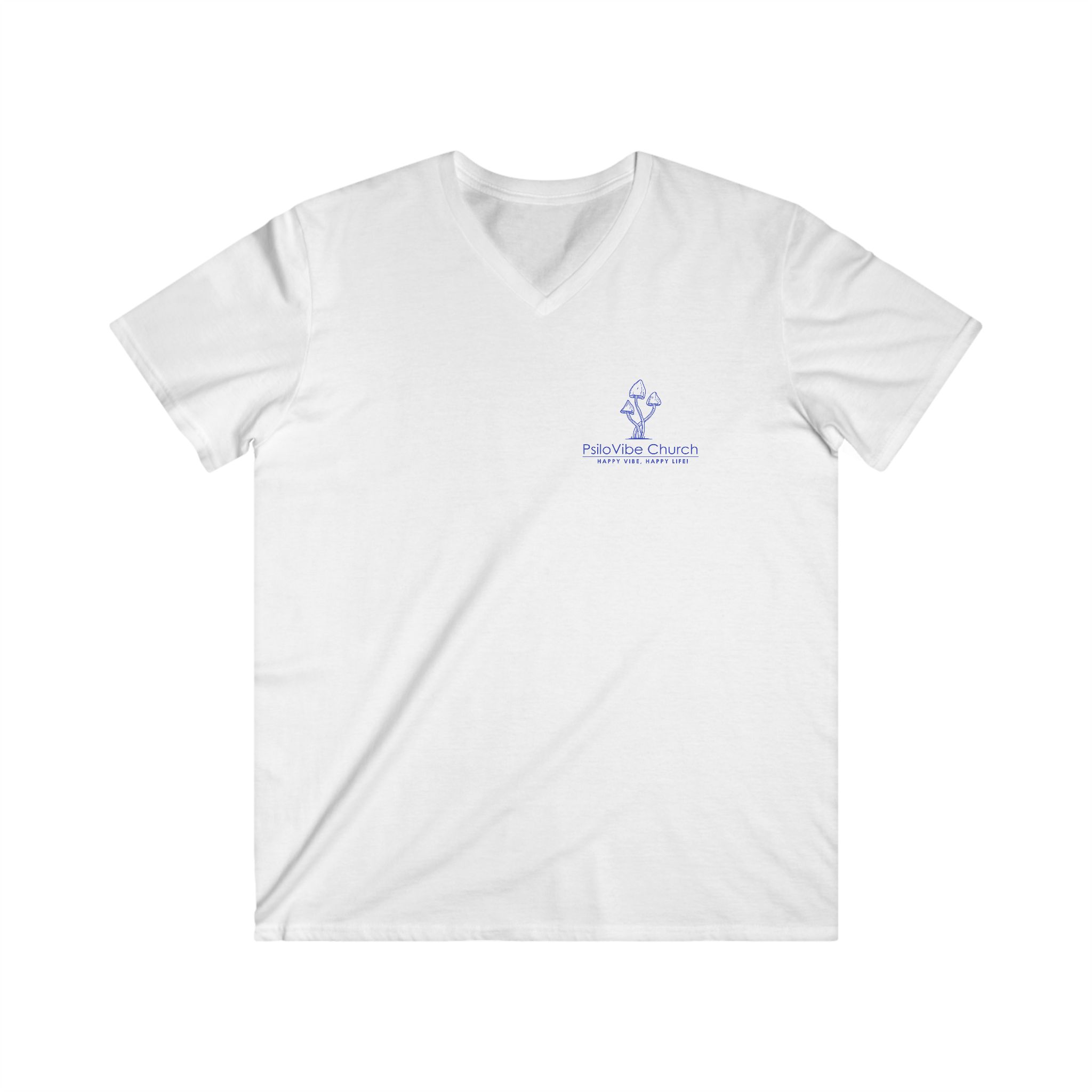 PsiloVibe Church T‑Shirt — Happy Vibe Mushroom V‑Neck Tee 1 PsiloVibe Church T‑Shirt — Happy Vibe Mushroom V‑Neck Tee