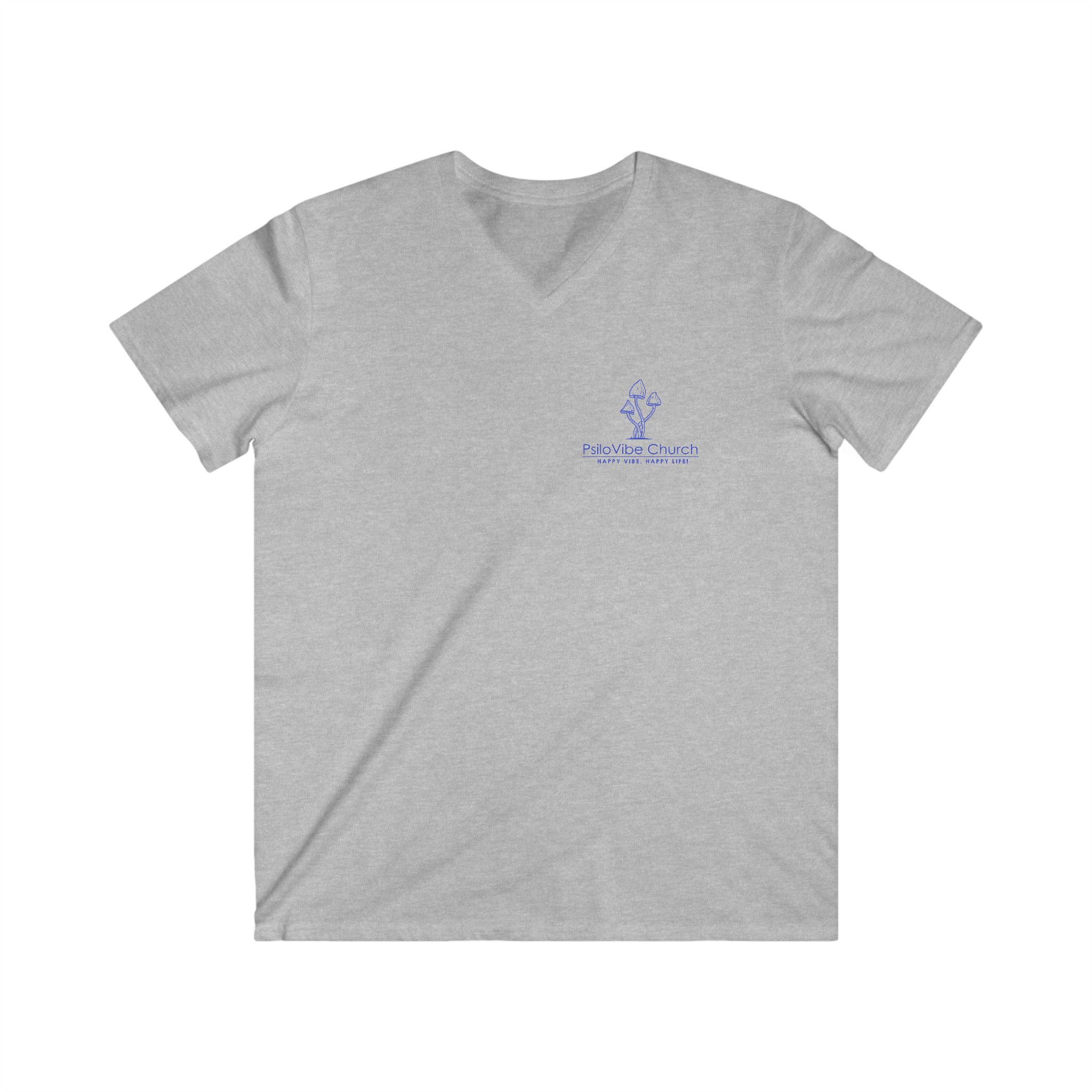 PsiloVibe Church T‑Shirt — Happy Vibe Mushroom V‑Neck Tee 3 PsiloVibe Church T‑Shirt — Happy Vibe Mushroom V‑Neck Tee - Image 3