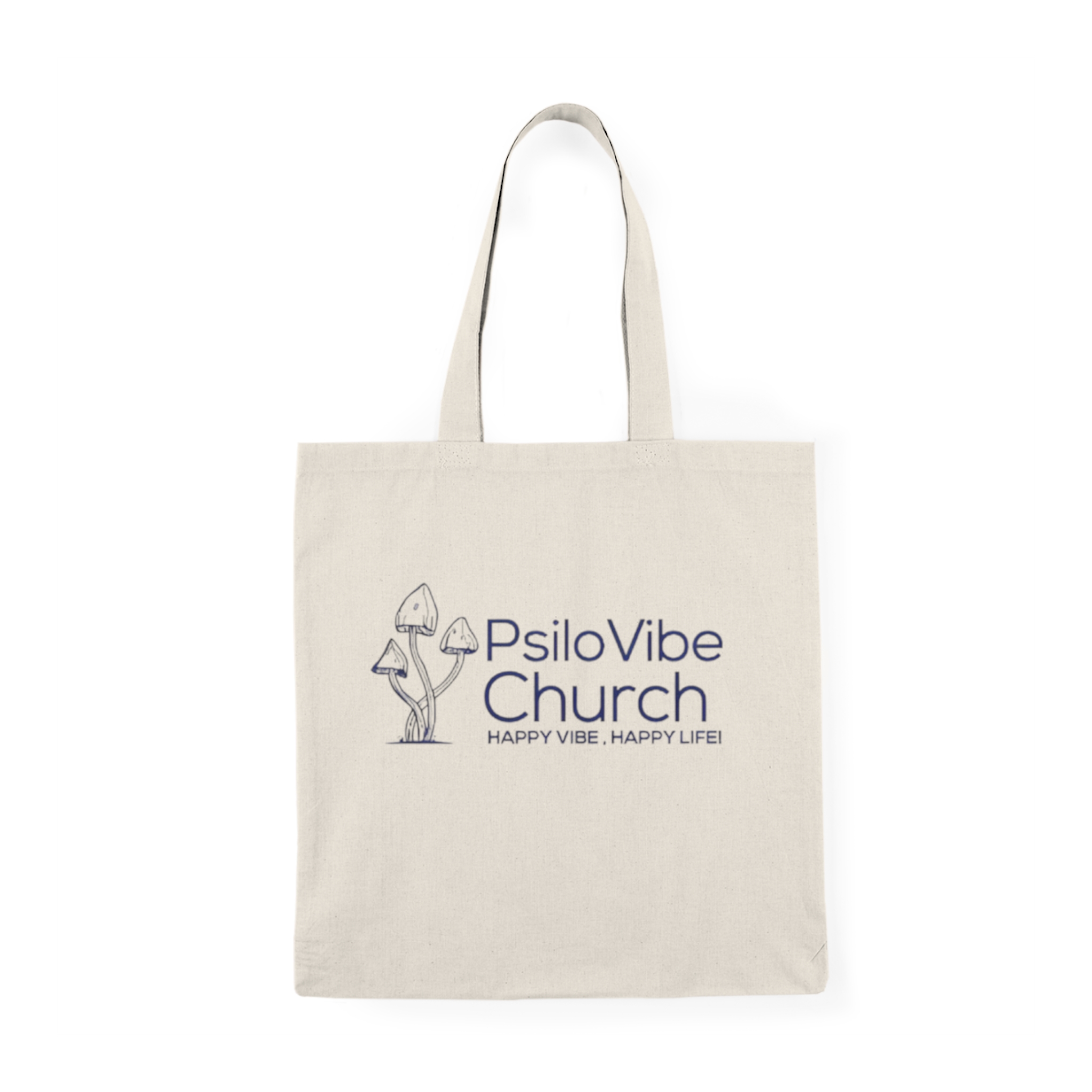 PsiloVibe Church Natural Tote Bag — Mushroom Graphic Eco Grocery Shopper 1 PsiloVibe Church Natural Tote Bag — Mushroom Graphic Eco Grocery Shopper